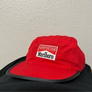 Vtg 90s Marlboro Adventure Team Hat 5 Panel Buckle Strapback Nylon
